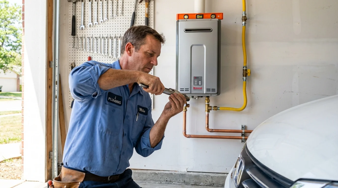 Tankless water heater installation by a Johns Plumbing LLC plumber in Valley Center